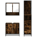 3 Piece Bathroom Furniture Set Smoked Oak Engineered Wood 3301157