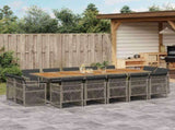 15 Piece Garden Dining Set with Cushions Grey Poly Rattan 3210878