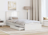 Storage Bed with Headboard White 75 x 190 cm Engineered Wood 3411257