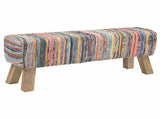 Bench 110 x 30 x 45 cm Real Leather Multicolour 42042117