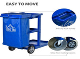 Janitor Cleaning Trolley, with Bin, Shelves and Hooks - Blue T3398P328340