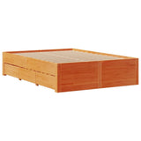 Bed Frame without Mattress with Drawers Wax Brown 140x200 cm Solid Wood Pine 3308806