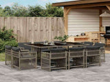 11 Piece Garden Dining Set with Cushions Grey Poly Rattan 3211748