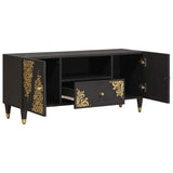 TV Cabinet with Drawer Black 105 x 33 x 46 cm Solid Mango Wood 4018822