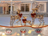 3-Piece Lighted Christmas Reindeer Family Outdoor Decorations, Weather Proof Rattan Deer Family 70445893