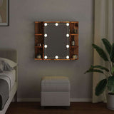 Mirror Cabinet with LED Old Wood 70x16.5x60 cm 857003