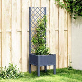 Garden Planter with Trellis Blue Grey 40x40x142 cm PP 367916