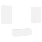 4 Piece TV Wall Units with LED White Engineered Wood 3216818
