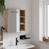 Bathroom Mirror Cabinet with LED Light Oak 45x13x52 cm 357968