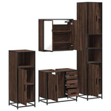 4 Piece Bathroom Furniture Set Brown Oak Engineered Wood 3301199