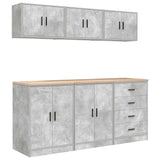 ZNTS Garage Cabinets 6 pcs Concrete Grey Engineered Wood 3328344