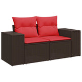 6 Piece Garden Sofa Set with Cushions Brown Poly Rattan Acacia 3326805