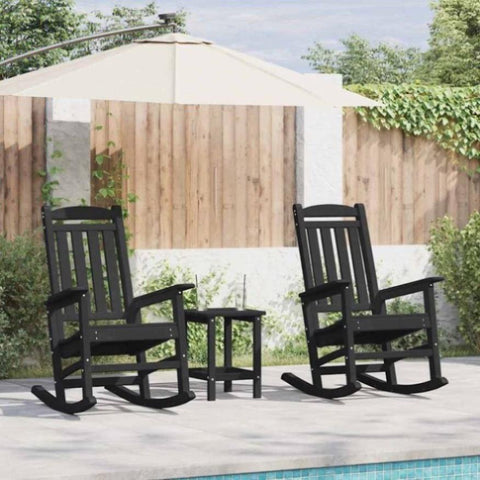 Garden Rocking Chair 3 pcs Black 38 x 38 x 46cm Plastic 3335816