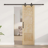 Sliding Door Natural and Black 61 x 198.5 cm Solid Pine Wood 3333520