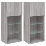 TV Cabinets with LED Lights 2 pcs Grey Sonoma 40.5x30x90 cm 837054