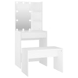 Dressing Table Set with LED White Engineered Wood 3114131