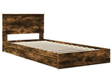 Storage Bed with Drawer Smoked Oak 90 x 190 cm Engineered Wood 3409591