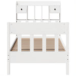 ZNTS Bed Frame without Mattress White 90x190 cm Single Solid Wood Pine 3323282