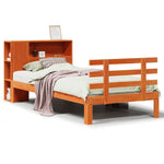 ZNTS Bookcase Bed without Mattress Wax Brown 90x190 cm Single Solid Wood Pine 3322738