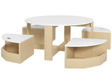 Five-Piece Kids Table and Chairs Set with Storage, for Ages 3-8 Years, White T3398P422126