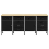Work Cabinet with Drawer 4 pcs Black and Grey 200 x 55 x 85 cm 3321386