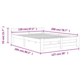 Bed Frame without Mattress Dark Grey Solid Pine Wood 120x200 cm 322021
