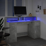 Desk with LED Lights Concrete Grey 140x55x91 cm Engineered Wood 3309423