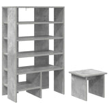 Shoe Cabinet with Shelf 2 pcs Concrete Grey Engineered Wood 8000383