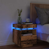 ZNTS Bedside Cabinet with LED Lights Old Wood 40x39x48.5 cm 857658