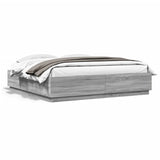 Bed Frame with LED without Mattress Grey Sonoma 180x200 cm Super King 3209595