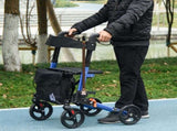 4 Wheel Rollator with Seat and Back, Folding Mobility Walker with Carry Bag, Adjustable Height, Dual T3398P344708