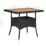 Outdoor Dining Table Black Poly Rattan and Solid Acacia Wood 46171