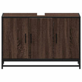 Bathroom Sink Cabinet Brown Oak 90x33x60 cm Engineered Wood 849273