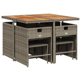 9 Piece Garden Dining Set with Cushions Grey Poly Rattan 3211142