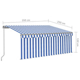 ZNTS Manual Retractable Awning with Blind 3.5x2.5m Blue&White 3069396