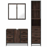 ZNTS 3 Piece Bathroom Furniture Set Brown Oak Engineered Wood 3301144