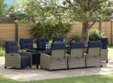 Garden Dining Set with Cushion 9 pcs Grey Poly Rattan 3380476