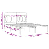 Metal Bed Frame without Mattress with Headboard Black 140x200cm 377118