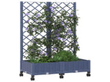Garden Planter with Trellis&Wheels Blue Grey 80 x 40 x 131.5 cm 3422966