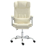 Reclining Office Chair Cream Faux Leather 349736