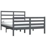 ZNTS Bed Frame without Mattress Grey Solid Wood Pine 135x190 cm Double Double 3104983