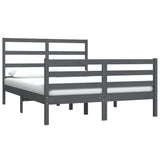 ZNTS Bed Frame without Mattress Grey Solid Wood Pine 135x190 cm Double Double 3104983