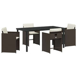 Garden Dining Set 5 pcs Brown Poly Rattan 3380699