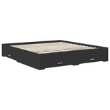 Bed Frame with Headboard Black 200 x 200 cm Engineered Wood 3412743