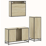 ZNTS 3 Piece Bathroom Furniture Set Sonoma Oak Engineered Wood 3300951