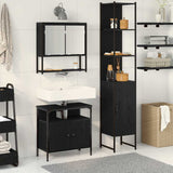 Bathroom Furniture Set 3 pcs Black Oak Engineered Wood 3334372