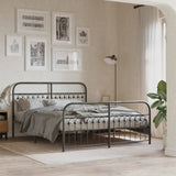 Metal Bed Frame without Mattress with Footboard Black 150x200cm 376620