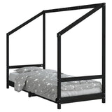 Kids Bed Frame Black 80x200 cm Solid Wood Pine 835702