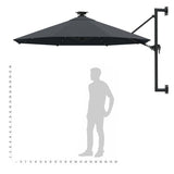 Wall-mounted Garden Parasol with LEDs 300 cm Anthracite 312524