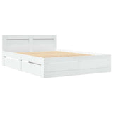 Bed Frame with Drawer 2 pcs White 137 x 188 cm Engineered Wood 3402857